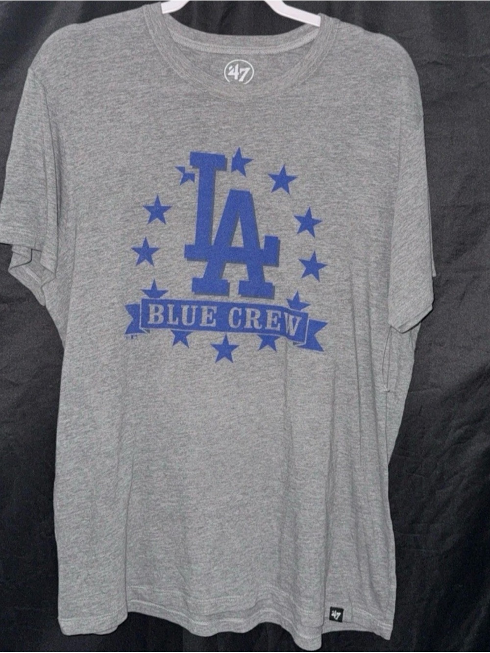 47 Gray Tee with Blue LA 'Blue Crew' Graphic dodgers baseball